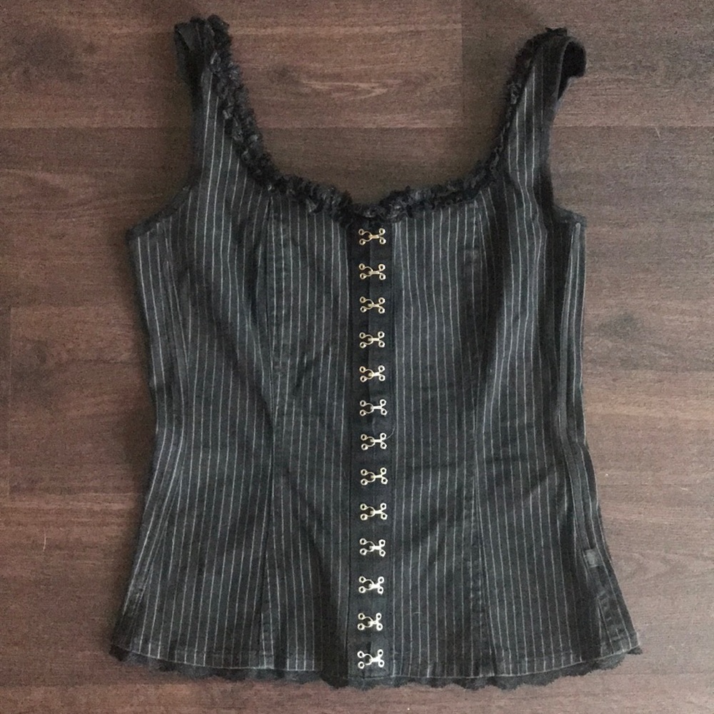 Black pinstriped corset
